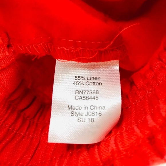 J.CREW Short Women's Size Small Red Orange Smocked Waist Linen Blend Drawstring - Picture 6 of 6